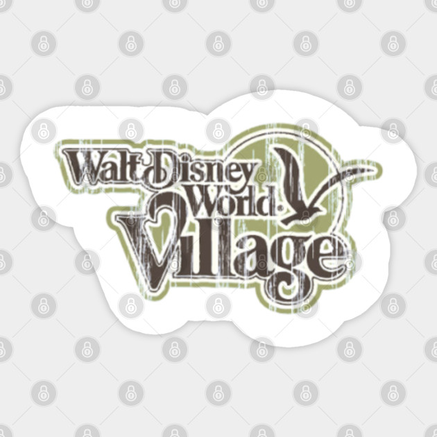 Retro Wdw Village Logo Disney Sticker Teepublic