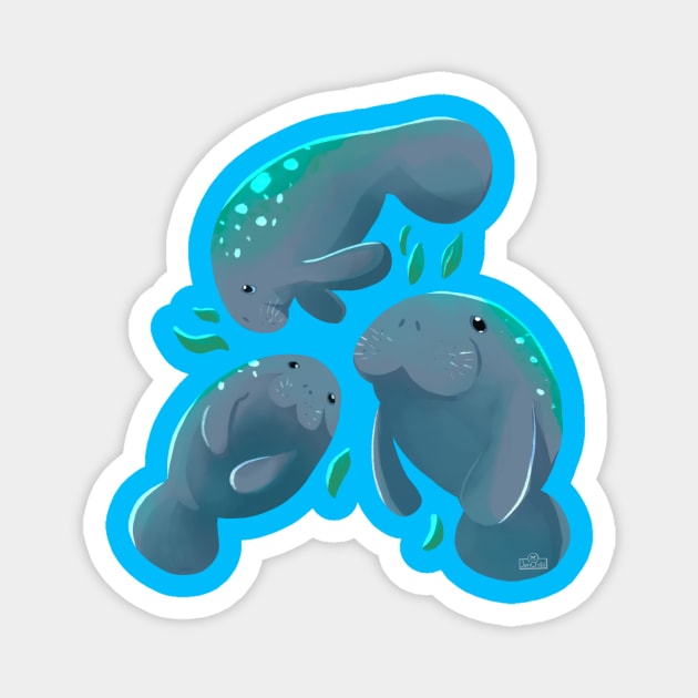 Manatee trio Magnet by JenChibi