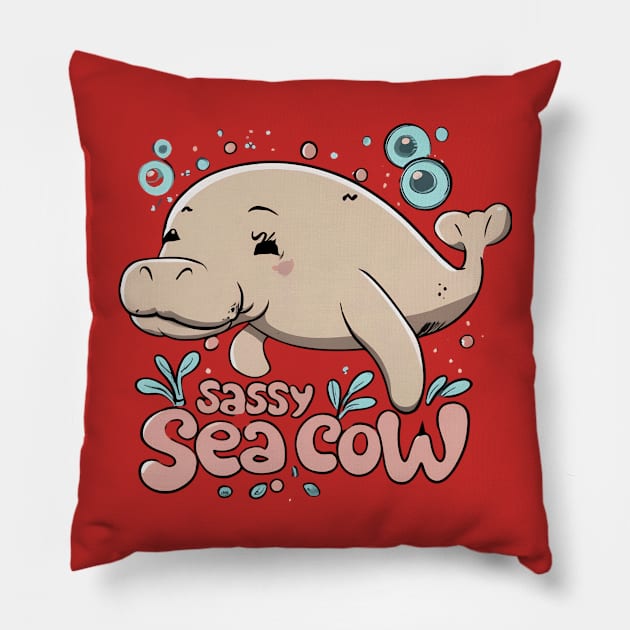 Sea cow manatee Pillow by NomiCrafts