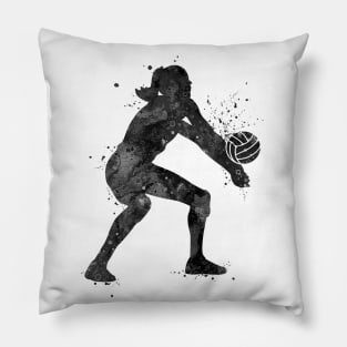 Girl Volleyball Player Black and White Sport Gift Pillow