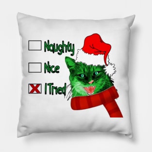 Grinch Christmas Kitty Pillow