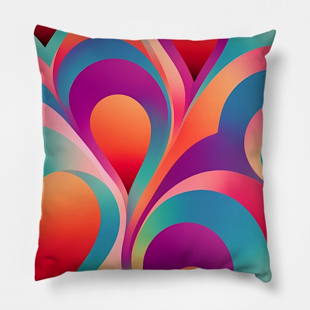 Vibrant Multicolor Abstract Flower Heart Pillow by Artilize