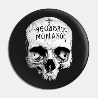 Gothic Eastern Orthodox Monk Skull Pin