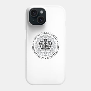 King Charles III Official Coronation Emblem Black and Grey Phone Case