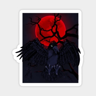 Blood Moon Crow Magnet