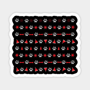 Striped black and red pattern with paw prints II Magnet