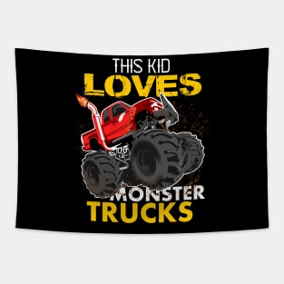 youth,this kid loves monster trucks Tapestry