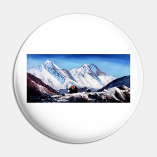 Panoramic View Of Everest Mountain Base Camp Area Pin