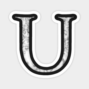 U in Roman White Marble Latin Alphabet Letter Sticker Magnet