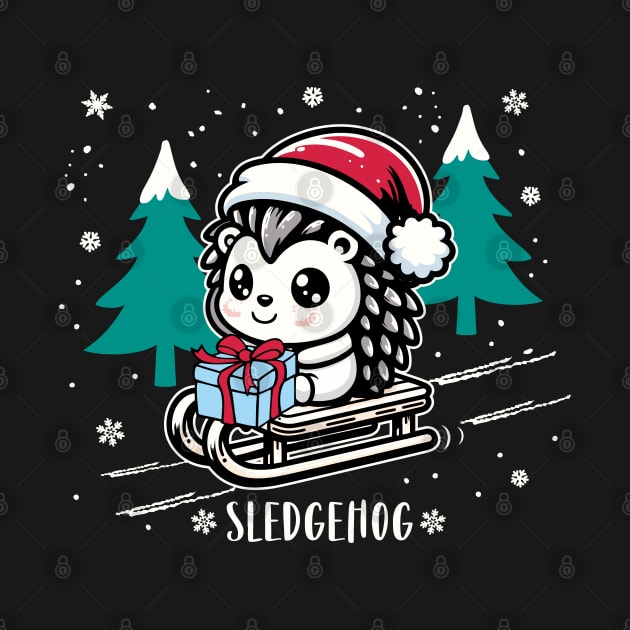 Christmas Sledgehog Funny X mas Hedgehog Lover by FloraLi