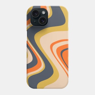 Retro Wavy Lines - Orange, Navy, Yellow, Beige Phone Case