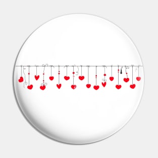 Happy Valentine's Day with hanging hearts Pin