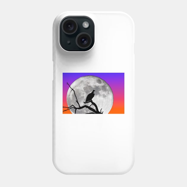 Vulture Silhouetted Against Supermoon Phone Case by GrahamPrentice