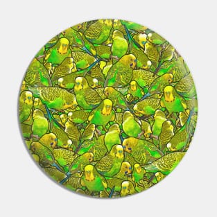 Green Budgie Pattern Pin