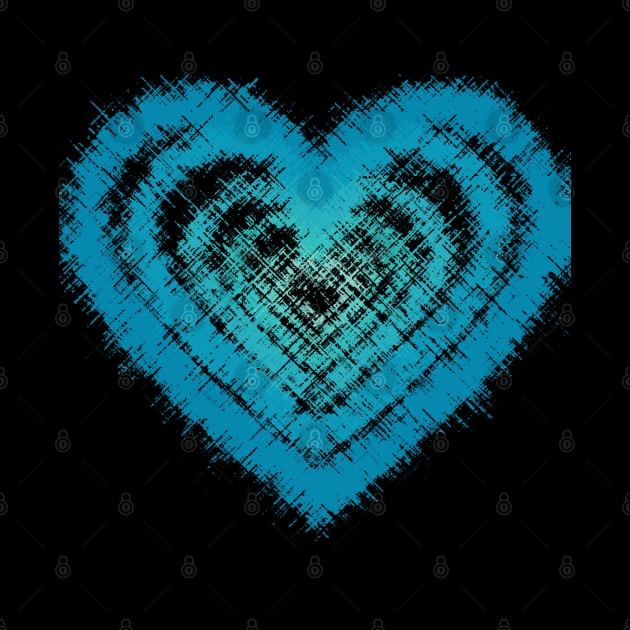 Pencil Strokes Blue Green Heart Pattern by Peaceful Space AS