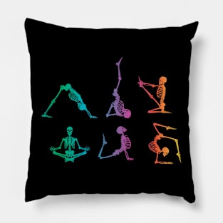 Funny Skeleton Yoga Poses Colorful Skeleton Fitness Gym Pillow