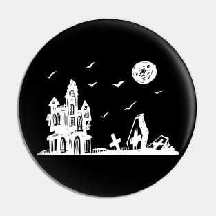 Creepy Halloween Castle Pin