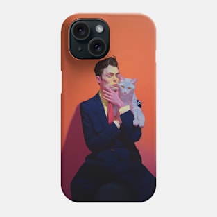 Portrait with a cat Phone Case