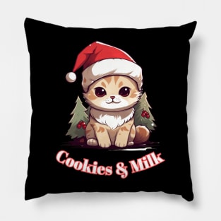 Cookies & Milk - Christmas Cat - Winter Holiday Pillow