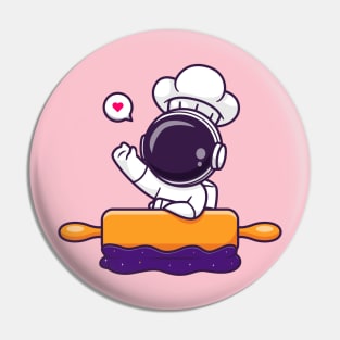 Cute Astronaut Chef Cooking Space Cartoon Pin