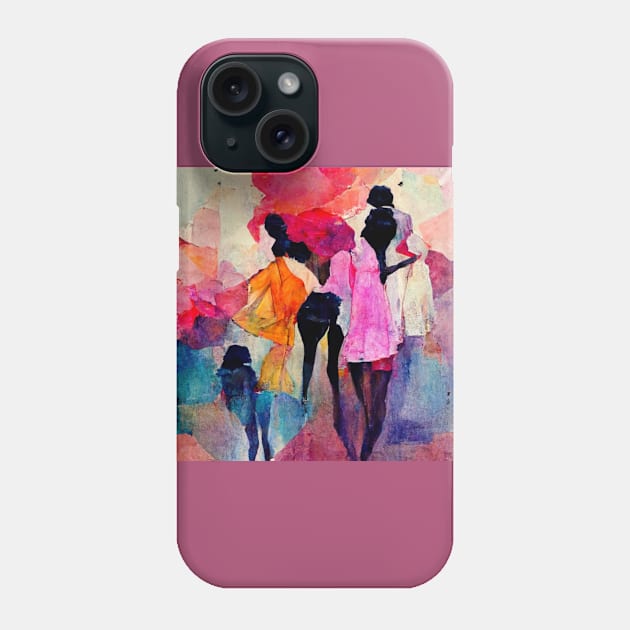 Abstract design of ladies wearing colorful dresses. Phone Case by Liana Campbell