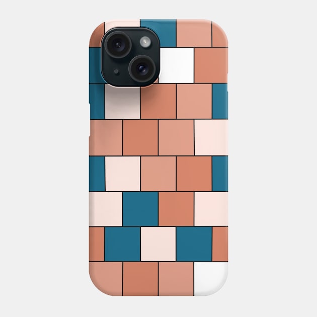 Orange and Blue Mosaic Tile Style Phone Case by OneThreeSix