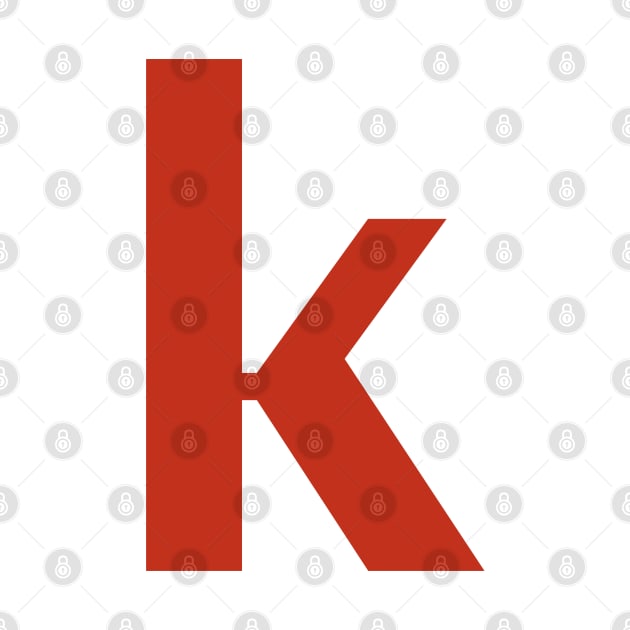 Letter k in Red Text Minimal Typography by ellenhenryart
