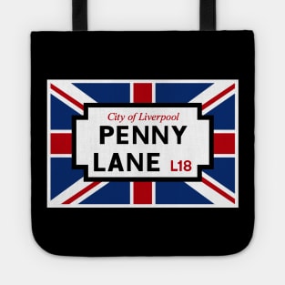 Penny Lane Street Sign and Union Jack Flag Tote