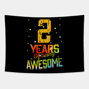 2nd Anniversary Gift Vintage Retro 02 Years Of Being Awesome Gifts Funny 2 Years Birndday Girl Boys Kids Tapestry