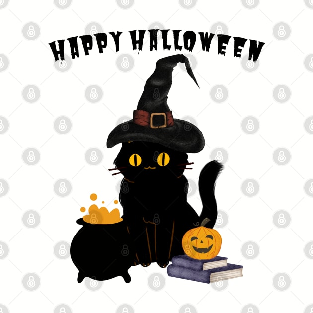 Happy Halloween Black Cat by DMS DESIGN