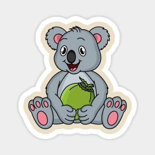 Cute koala and coconut cartoon illustration Magnet