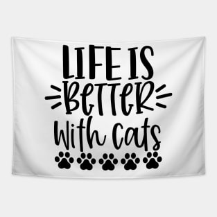 Life Is Better With Cats. Funny Cat Lover Design. Purrfect. Tapestry