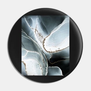 Black, White and Gold Ripples, Monochrome Lines, Abstract Art Pin