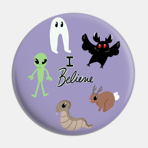 I Believe in Cryptids Pin by Elisa_Arts