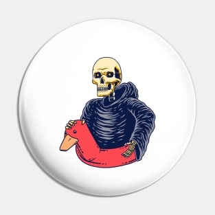 Grim Reaper Riding a Duck Float Pin