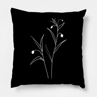 Black and white wild plant botanical outline Sandersonia Pillow
