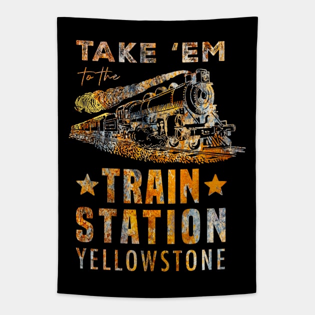Hybrid Apparel - Yellowstone - Take 'Em to The Train Station - Men's Short Sleeve Graphic T-Shirt Tapestry by Treshr