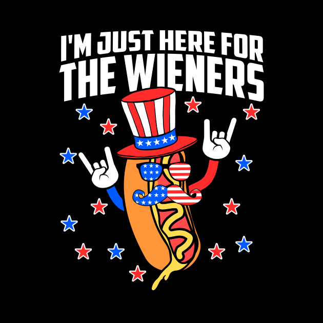 I'm Just Here For The Wieners Hot Dog 4th Of July USA Flag by artbooming