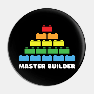 Master Builder Lego Brick Colorful Design Pin