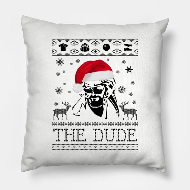 Big Lebowski The Dude Christmas Knit Pillow by Rebus28