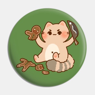 Cat Eating Gingerbread Man Pin