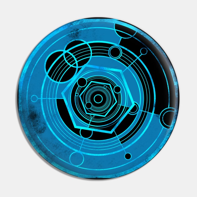 Weathered Clockwork - Light Blue (Gallifreyan inspired) Pin by Circulartz