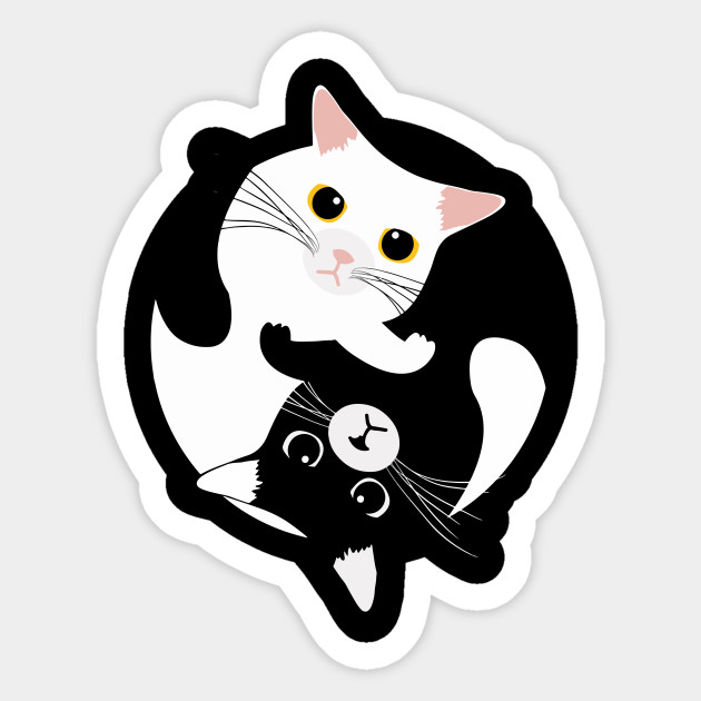 Cat Yin Yang Cat Yin Yang Sticker Teepublic