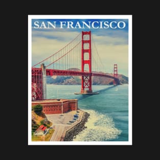 Vintage Golden Gate Bridge Painting T-Shirt