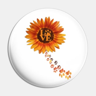 Sunflower Sunshine Love Paw Print Yellow Flower Pet, dog mom and cat mom cute Gifts Pin