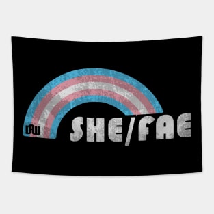 Grunge Transgender Pride - She/Fae Pronouns Tapestry