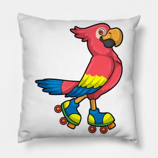 Parrot as Skater with Roller skates Pillow