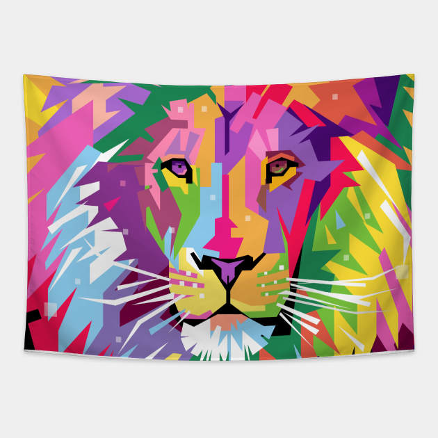 Lion Pop Art Tapestry by AhmadNusyirwan