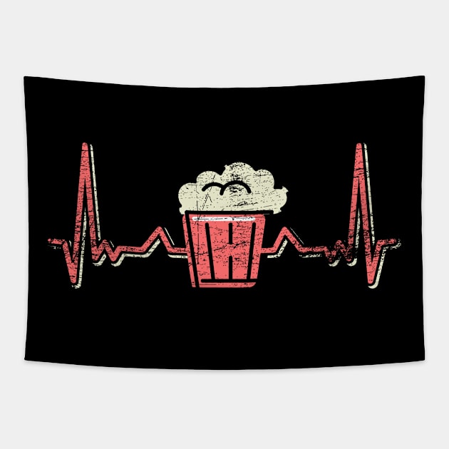 Popcorn Heartbeat Retro Watching Movies Tapestry by ShirtsShirtsndmoreShirts