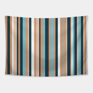 Vertical stripped pattern, in sepia and blue shades Tapestry